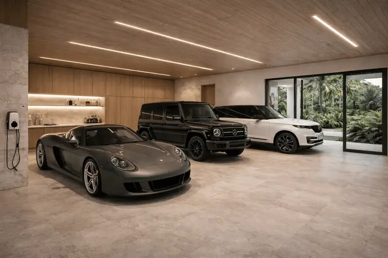 Garage with linear ceiling lighting, Maremar